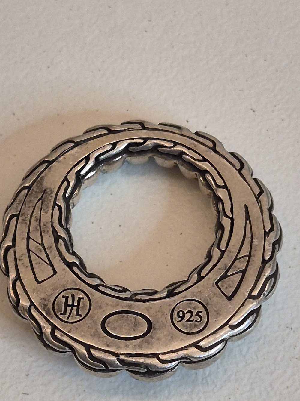 John Hardy Sterling Silver 925 Round Rope Link Slide Charm 1/2" 4.6g